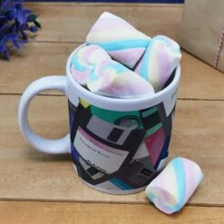 Mug "Disquette" Et Ses Guimauves Torsade X5 -cadeaux boutique Disquettes mug torsades guimauve haut