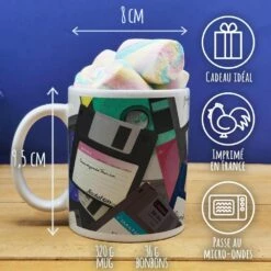Mug "Disquette" Et Ses Guimauves Torsade X5 -cadeaux boutique Disquettes mug torsades guimauve informations