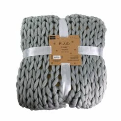 Plaid Gris Grosse Maille -cadeaux boutique Plaid gris 2