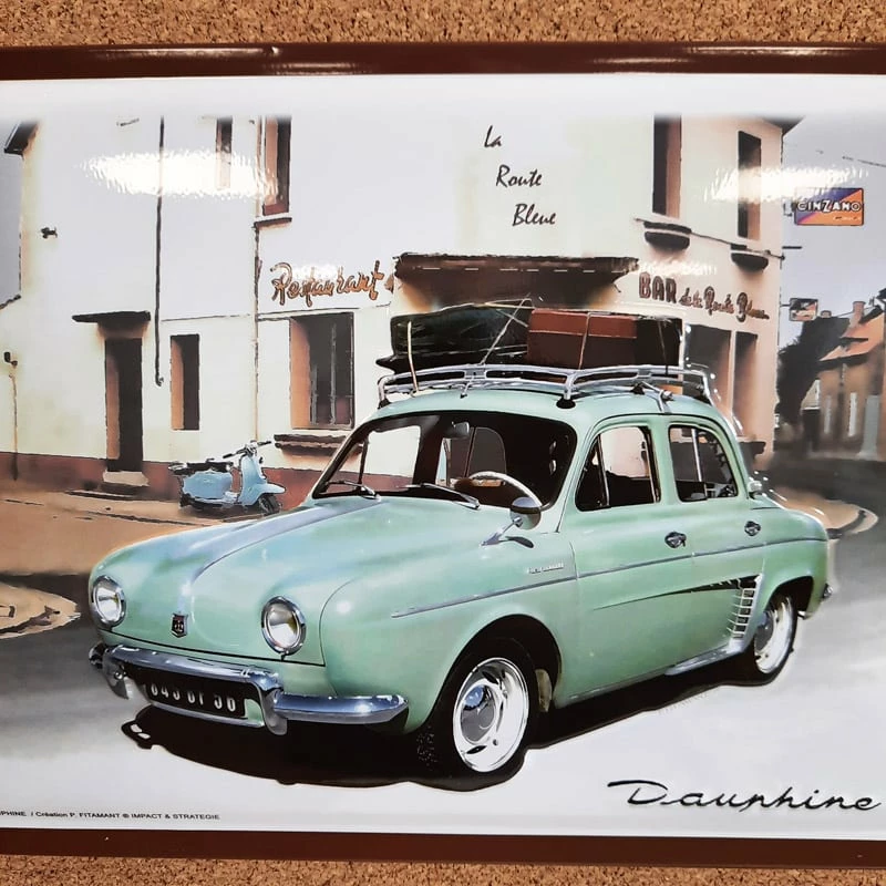 Plaque Métal Vintage En Relief Déco - Renault Dauphine - 30 X 20 Cm – Image 2