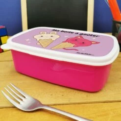 Boîte à Goûter Enfant - Glaces Kawaii 15 Boîte à Goûter Enfant - Glaces Kawaii -cadeaux boutique Rentree scolaire Anniversaire Glaces Kawaii boite a gouter rose cote 1