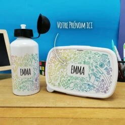 Boîte à Goûter & Gourde Enfant Personnalisées- Arc En Ciel:fille Ou Garçon