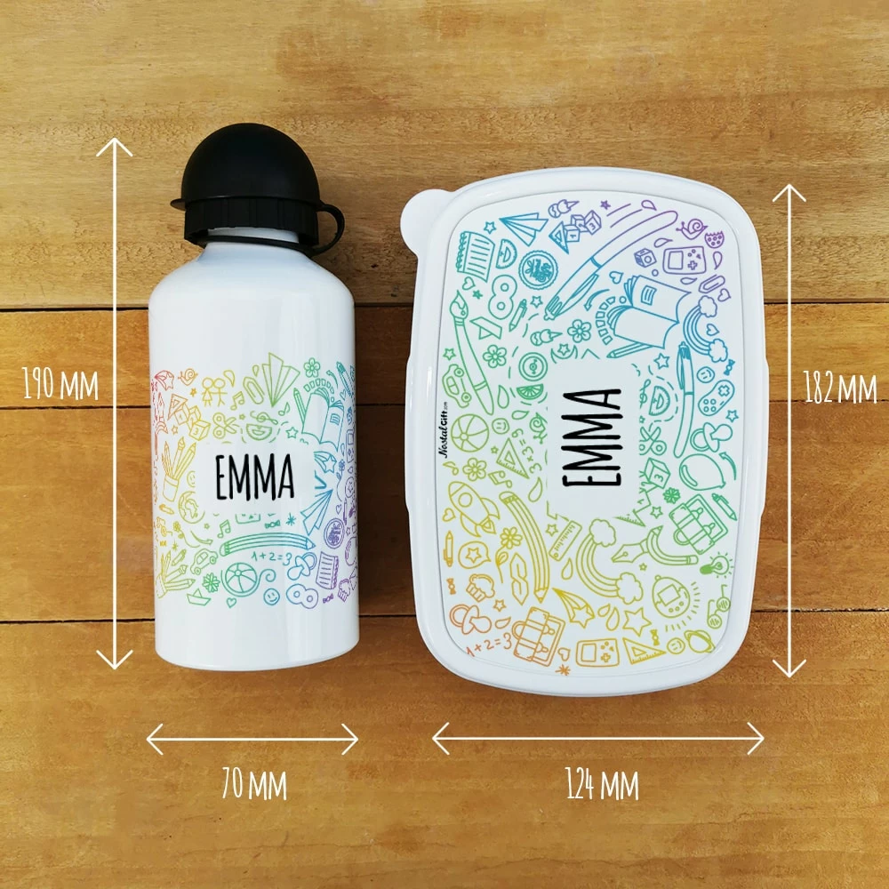 Boîte à Goûter & Gourde Enfant Personnalisées- Arc En Ciel:fille Ou Garçon 5 Boîte à Goûter & Gourde Enfant Personnalisées- Arc En Ciel:fille Ou Garçon – Image 3