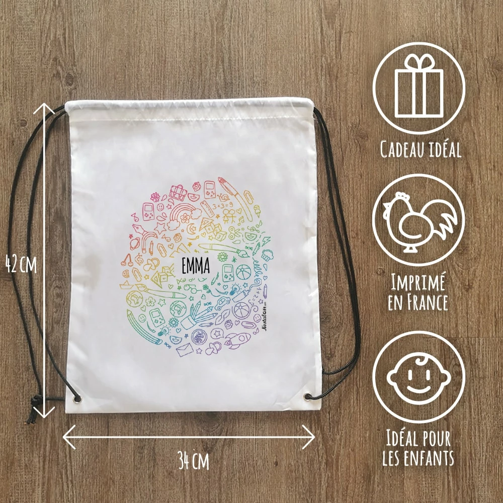 Sac à Dos Sport Personnalisé : Gym, Piscine... - Arc En Ciel 5 Sac à Dos Sport Personnalisé : Gym, Piscine... - Arc En Ciel – Image 3