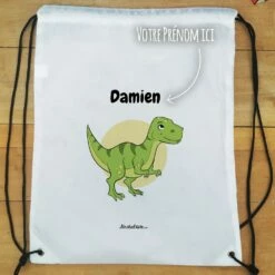 Sac à Dos Sport Personnalisé : Gym, Piscine... - Dinosaure - Cadeau Enfant :garçon -cadeaux boutique Rentree scolaire Anniversaire le prenom de votre enfant Dinosaure sac a cordon plat