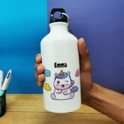 Gourde Personnalisée - Licorne - Cadeau Rentrée Scolaire Pourfille -cadeaux boutique Rentree scolaire Anniversaire le prenom de votre enfant Licorne gourde petite main