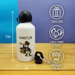 Gourde Personnalisée - Pirate - Cadeau Rentrée Scolaire Pourgarçon -cadeaux boutique Rentree scolaire Anniversaire le prenom de votre enfant Pirate gourde petite informations
