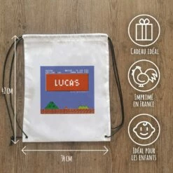 Sac à Dos Sport Personnalisé : Gym, Piscine... - Retrogaming - Cadeaugarçon 8 Sac à Dos Sport Personnalisé : Gym, Piscine... - Retrogaming - Cadeaugarçon -cadeaux boutique Rentree scolaire Anniversaire le prenom de votre enfant Retrogaming sac a cordon informations