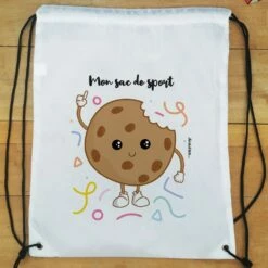 Sac à Dos Sport : Gym, Piscine... - Cookie -cadeaux boutique Rentree scolaire Anniversaire prenom de votre enfant Cookie sac a cordon plat