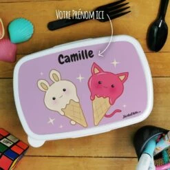 Boîte à Goûter Enfant PersonnaliséeGlaces Kawaii