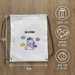 Sac à Dos Sport : Gym, Piscine... - Licorne - Cadeaufille -cadeaux boutique Rentree scolaire inscription Licorne sac a cordon informations