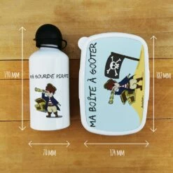 Boîte à Goûter & Gourde Enfant Pirate -cadeaux boutique Rentree scolaire inscription Pirate ensemble boite gourde avant informations