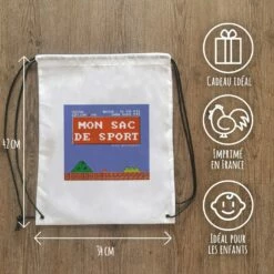Sac à Dos Sport : Gym, Piscine... - Retrogaming -cadeaux boutique Rentree scolaire inscription Retrogaming sac a cordon informations