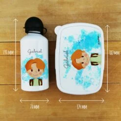 Boîte à Goûter & Gourde Enfant PersonnaliséesPetit écolier -cadeaux boutique Rentree scolaire le prenom de votre enfant Petit ecolier ensemble boite gourde avant informations