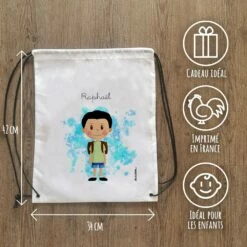 Sac à Dos Sport Personnalisé: Gym, Piscine... - Petit écolier - Cadeaugarçon 9 Sac à Dos Sport Personnalisé: Gym, Piscine... - Petit écolier - Cadeaugarçon -cadeaux boutique Rentree scolaire le prenom de votre enfant Petit ecolier sac a cordon informations