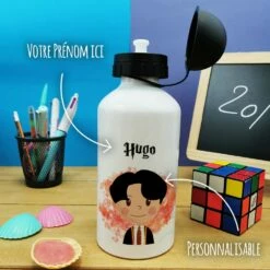 Boîte à Goûter & Gourde Enfant Personnalisées - Petit Sorcier -cadeaux boutique Rentree scolaire le prenom de votre enfant Petit sorcier gourde petite avant 1 2