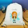 Sac à Dos Sport Personnalisé : Gym, Piscine... - Petite écolière - Cadeaufille -cadeaux boutique Rentree scolaire le prenom de votre fille Petite ecoliere sac a cordon rempli