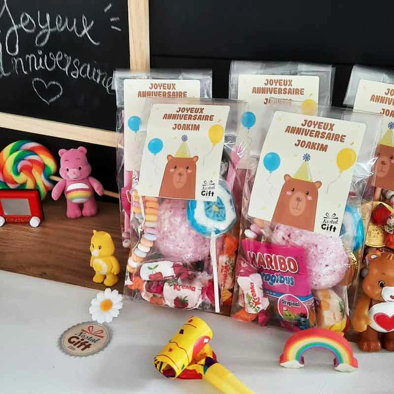 5 Sachets De Bonbons Personnalisés - Anniversaire Enfant - Ours 3 5 Sachets De Bonbons Personnalisés - Anniversaire Enfant - Ours