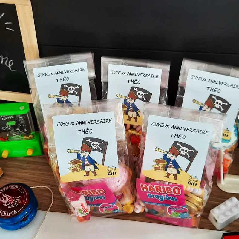 5 Sachets De Bonbons Personnalisés - Joyeux Anniversaire Pirate 3 5 Sachets De Bonbons Personnalisés - Joyeux Anniversaire Pirate
