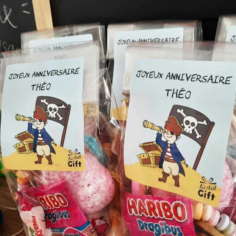 5 Sachets De Bonbons Personnalisés - Joyeux Anniversaire Pirate 4 5 Sachets De Bonbons Personnalisés - Joyeux Anniversaire Pirate – Image 2