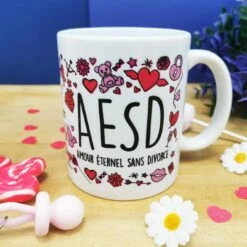 Mug Personnalisable"... + ... = AESD Amour éternel Sans Divorce" -cadeaux boutique aesd avant