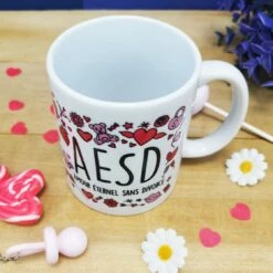 Mug Personnalisable"... + ... = AESD Amour éternel Sans Divorce" -cadeaux boutique aesd avant haut