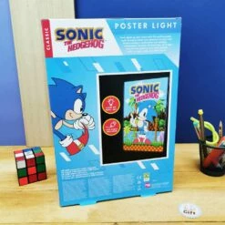 Sonic - Poster Lumineux USB - Mural Ou Sur Pied -cadeaux boutique affiche eclairee sonic boite arriere