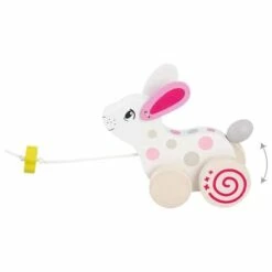 Animal En Bois à Tirer - Lapin Blanc Goki -cadeaux boutique animal bois tirer lapin