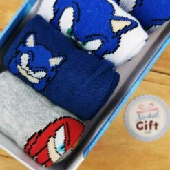 Lot De 5 Paires De ChaussettesenfantSonic - Taille 31/34 - Sonic -cadeaux boutique boite chaussette sonic zoom2 1