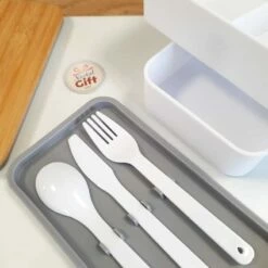 Boîte à Déjeuner Bento En Bambou à 2 Niveaux -cadeaux boutique boite gouter bambou blanche 2