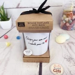Bougie + Bijoux Surprise "Chaque Jour Mon Coeur S'emballe Pour Toi" -cadeaux boutique bougie bijoux blanc 2