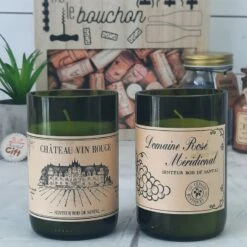 Bougie Parfumée Au Bois De Santal- Domaine Rosé Méridional - Coffret En Bois -cadeaux boutique bougie bouteille vin3