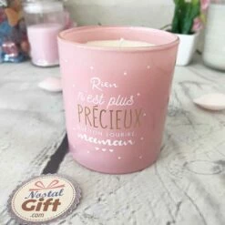 Bougie + Collier Surprise Inclus "Sourire Maman" -cadeaux boutique bougie maman rose 2