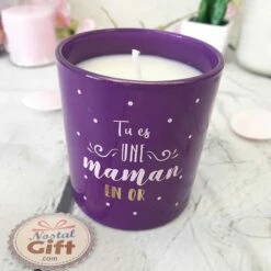 Bougie + Collier Surprise Inclus "Maman En Or" -cadeaux boutique bougie maman violette 2
