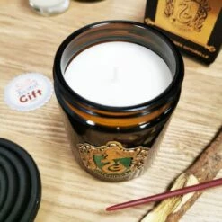 Harry Potter - Bougie Avec Couvercle Serpentard - Parfum Menthe Basilic -cadeaux boutique bougie parfumee harry potter serpentard ouverte