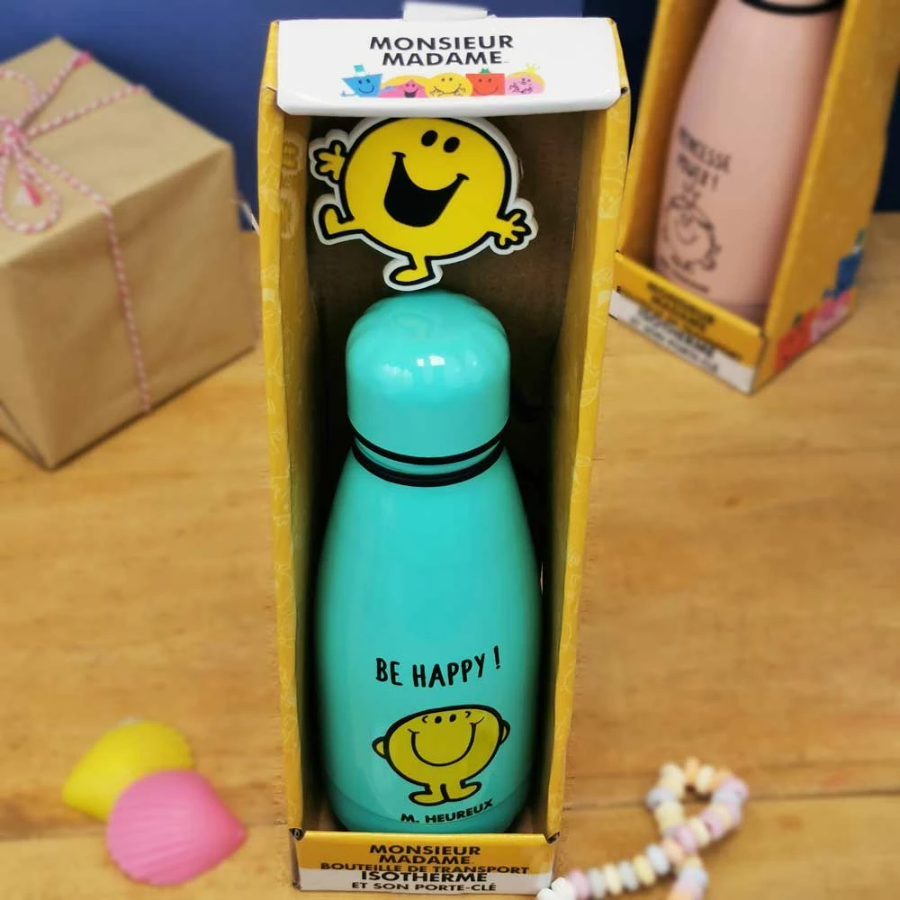 Bouteille Isotherme Et Porte Clé - Mr Heureux - Monsieur Madame 4 Bouteille Isotherme Et Porte Clé - Mr Heureux - Monsieur Madame – Image 2