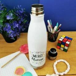 Bouteille De Transport Isotherme - Merci Maîtresse - Collection Florale -cadeaux boutique bouteille isotherme merci maitresse floral haut