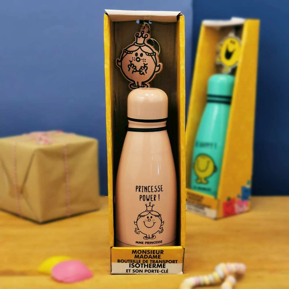 Bouteille Isotherme Et Porte Clé - Mme Princesse - Monsieur Madame 3 Bouteille Isotherme Et Porte Clé - Mme Princesse - Monsieur Madame