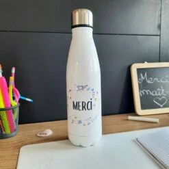 Bouteille De Transport Isotherme - Merci - Collection Florale -cadeaux boutique bouteille transport merci