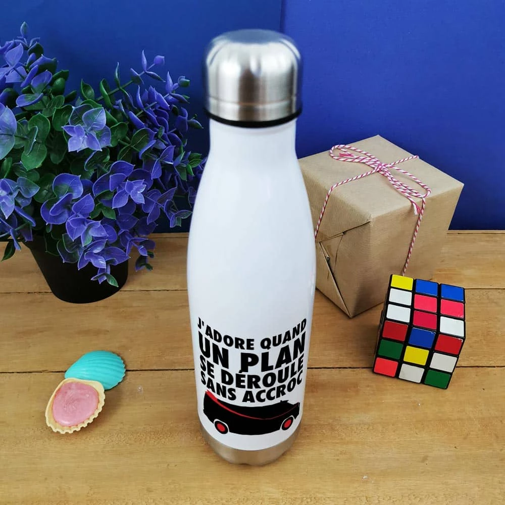 Bouteille Isotherme 500ml"J'adore Quand Un Plan Se Déroule Sans Accroc" 4 Bouteille Isotherme 500ml"J'adore Quand Un Plan Se Déroule Sans Accroc" – Image 2