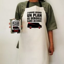 Tablier De Cuisine "J'adore Quand Un Plan Se Déroule Sans Accroc" -cadeaux boutique cadeau Anniversaire jadore quand un plan se deroule sans accroc tablier cuisine porte femme