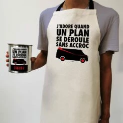 Tablier De Cuisine "J'adore Quand Un Plan Se Déroule Sans Accroc" -cadeaux boutique cadeau Anniversaire jadore quand un plan se deroule sans accroc tablier cuisine porte homme