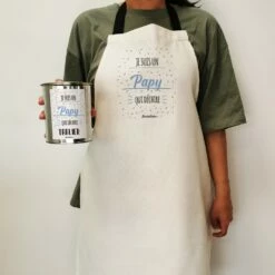 Tablier De Cuisine Dans Sa Boîte De Conserve "Je Suis Un Papy Qui Déchire" -cadeaux boutique cadeau Fete des grands peres Anniversaire je suis un papy qui dechire tablier cuisine porte femme