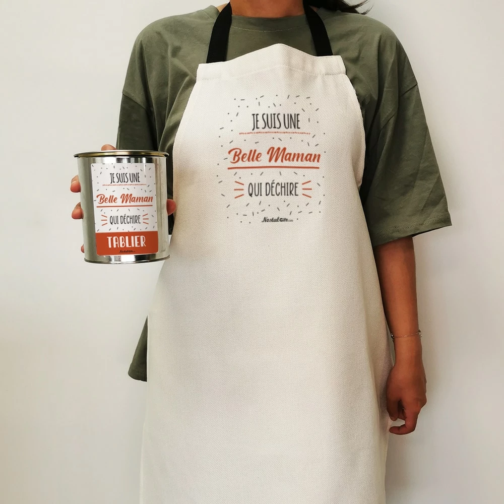 Tablier De Cuisine Dans Sa Boîte De Conserve "Je Suis Une Belle Maman Qui Déchire" 5 Tablier De Cuisine Dans Sa Boîte De Conserve "Je Suis Une Belle Maman Qui Déchire" – Image 3