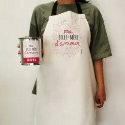 Tablier De Cuisine "Belle-mère D'amour" De La Collection "D'amour -cadeaux boutique cadeau Fete des meres Anniversaire ma belle mere damour tablier cuisine porte femme