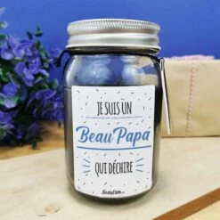 Bougie Jar Noir "Je Suis Un Beau Papa Qui Déchire" De La Collection "Qui Déchire" - Cadeau Beau Père