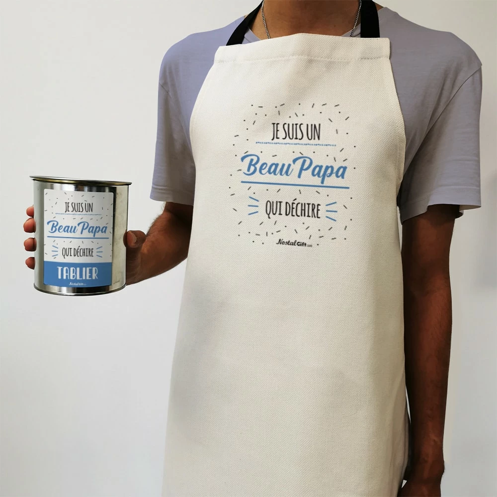 Tablier De Cuisine Dans Sa Boîte De Conserve "Je Suis Un Beau Papa Qui Déchire" 6 Tablier De Cuisine Dans Sa Boîte De Conserve "Je Suis Un Beau Papa Qui Déchire" – Image 4