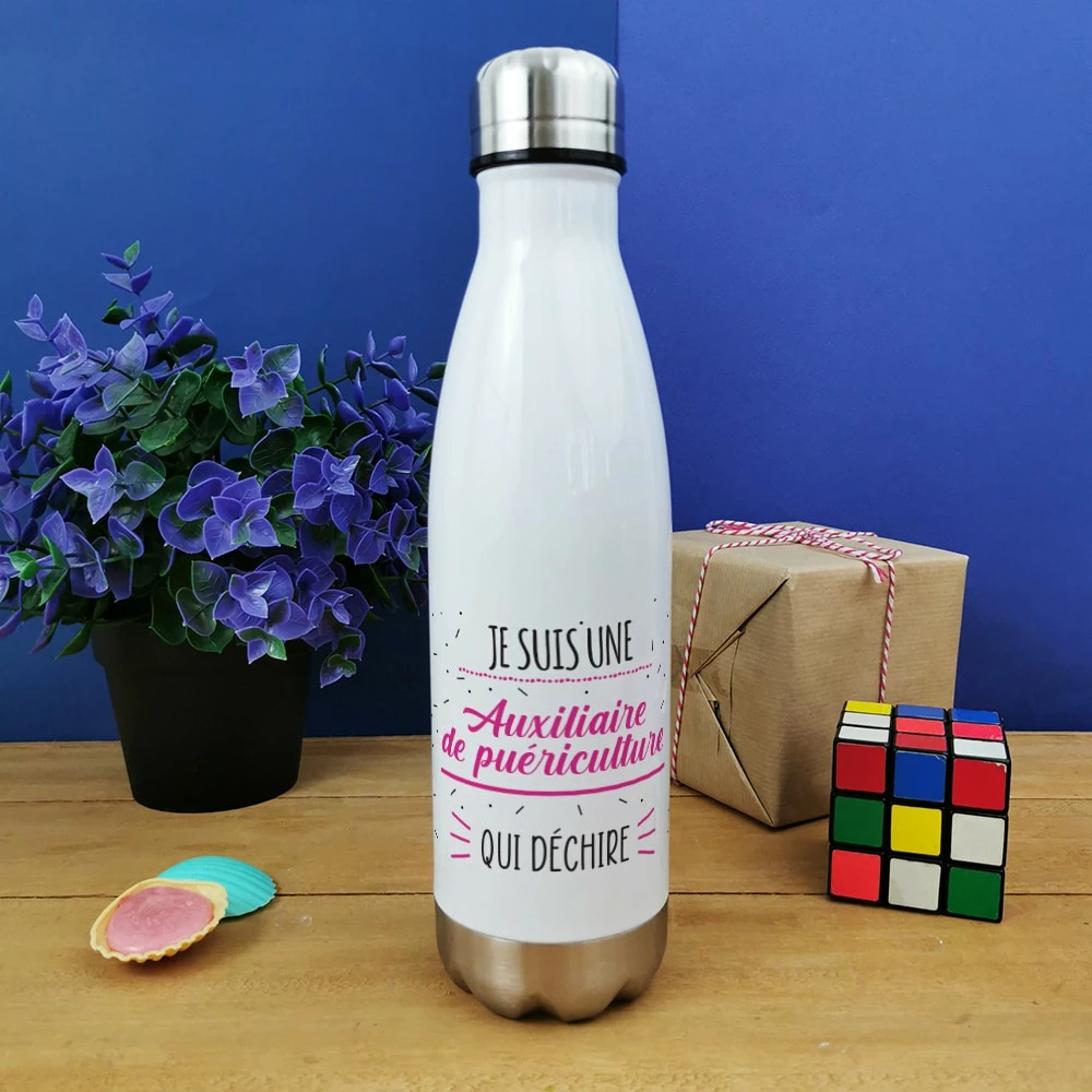 Bouteille Isotherme 500ml"je Suis Une Auxiliaire De Puériculture Qui Déchire" - Cadeau Crèche 6 Bouteille Isotherme 500ml"je Suis Une Auxiliaire De Puériculture Qui Déchire" - Cadeau Crèche – Image 4