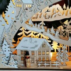 Village Lumineux De Noel - Calendrier De L'Avent En Bois - "Plaisir Du Ski" -cadeaux boutique calendrier de lavent bois arche zoom1