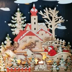 Village Lumineux De Noel - Calendrier De L'Avent En Bois - "Rêve Hivernal" -cadeaux boutique calendrier de lavent bois scene interieure zoom3